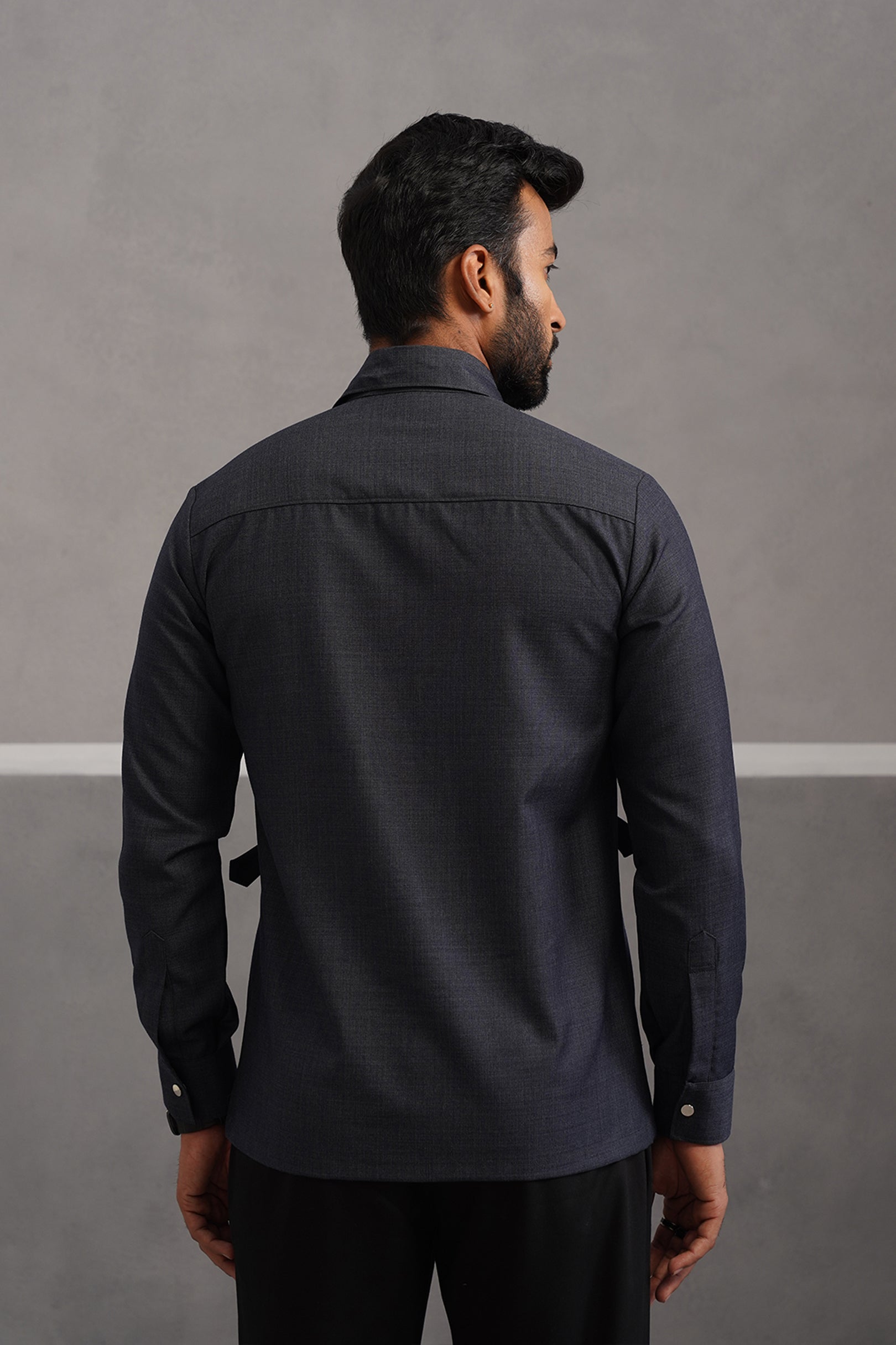 Terry Rayon Luxe Hunting Shirt - Dark Blue