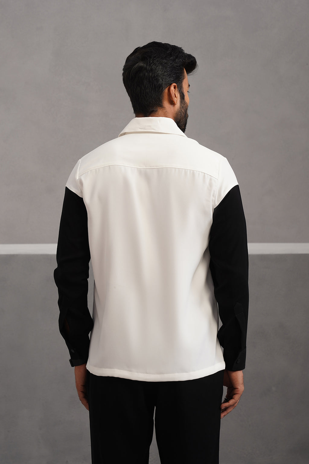 Korean Lycra Luxe Patchwork Shirt - White