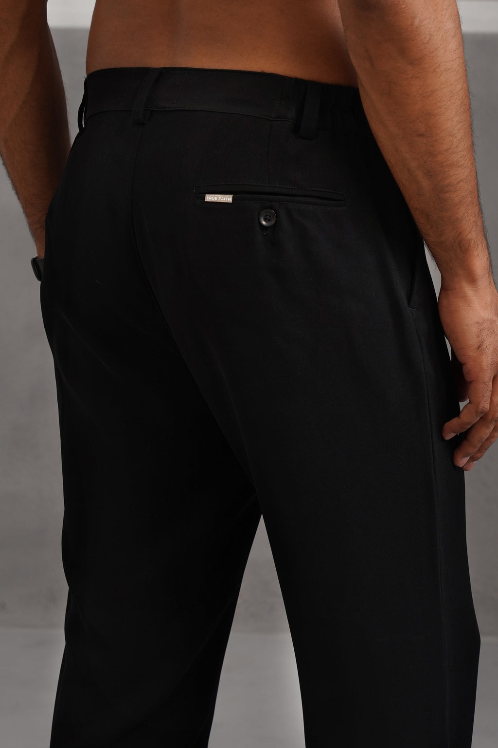Korean Lycra Tailored Fit Flexi Waist Trouser - Black