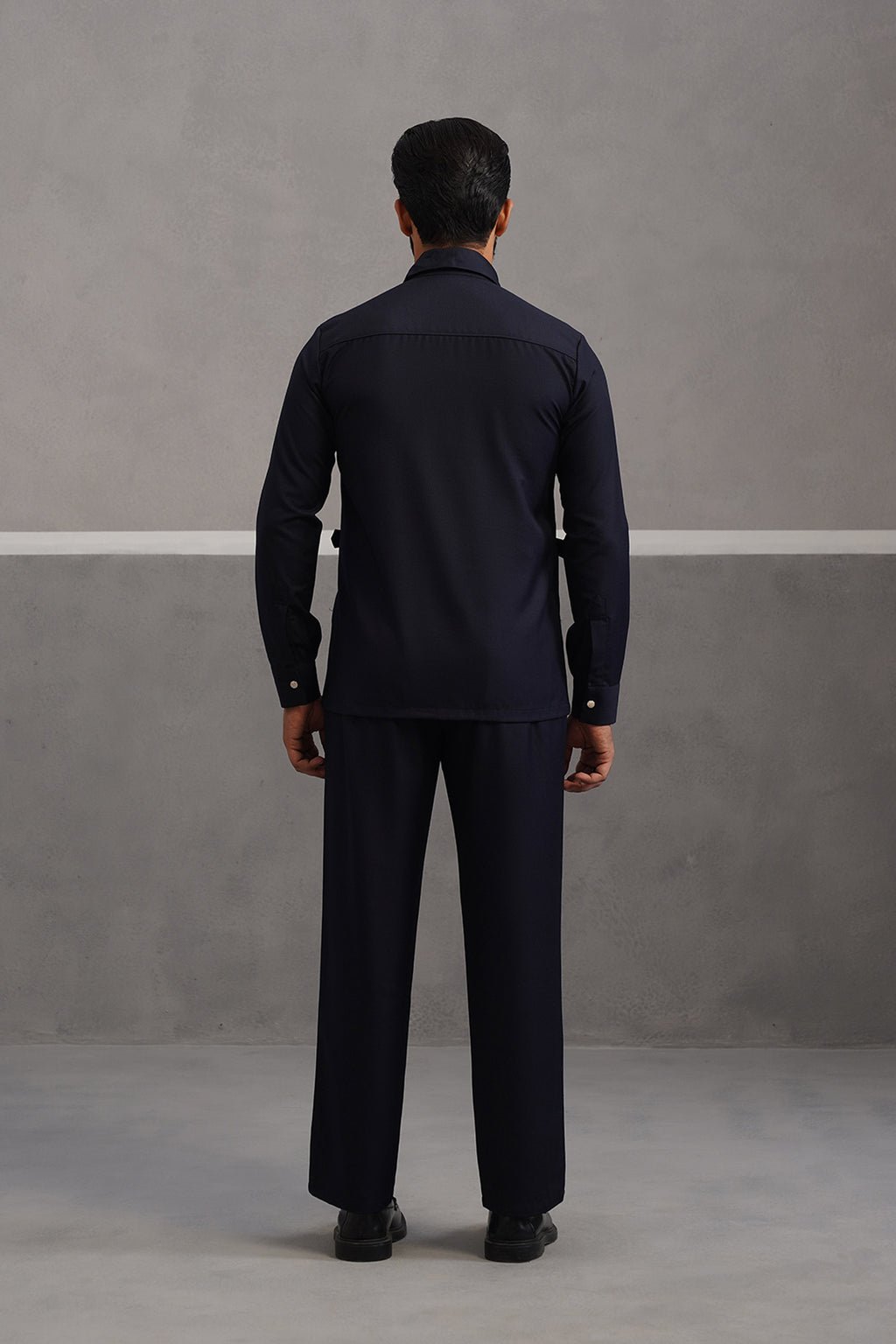 Terry rayon hunting shirt coord set - Blue