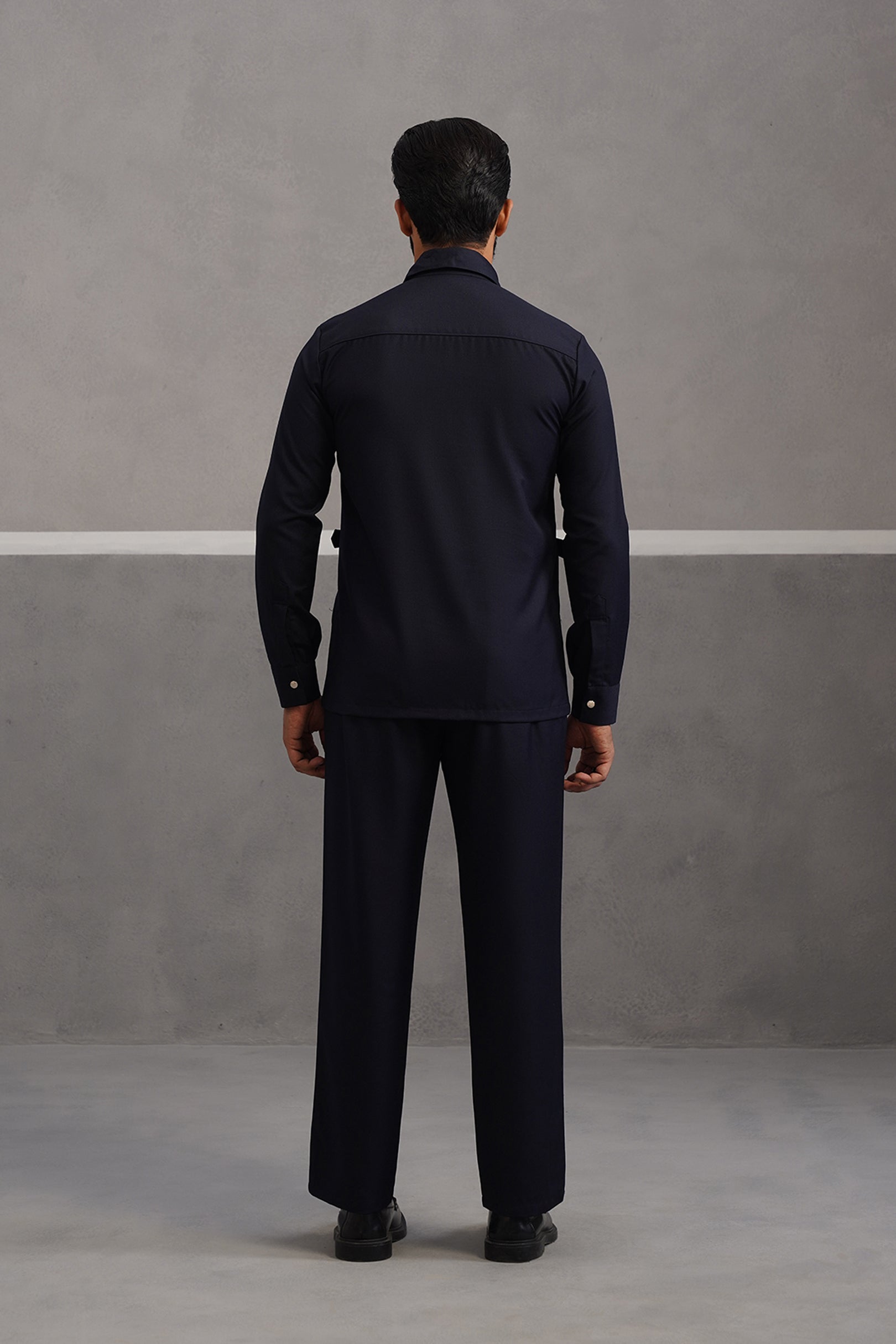 Terry rayon hunting shirt coord set - Blue