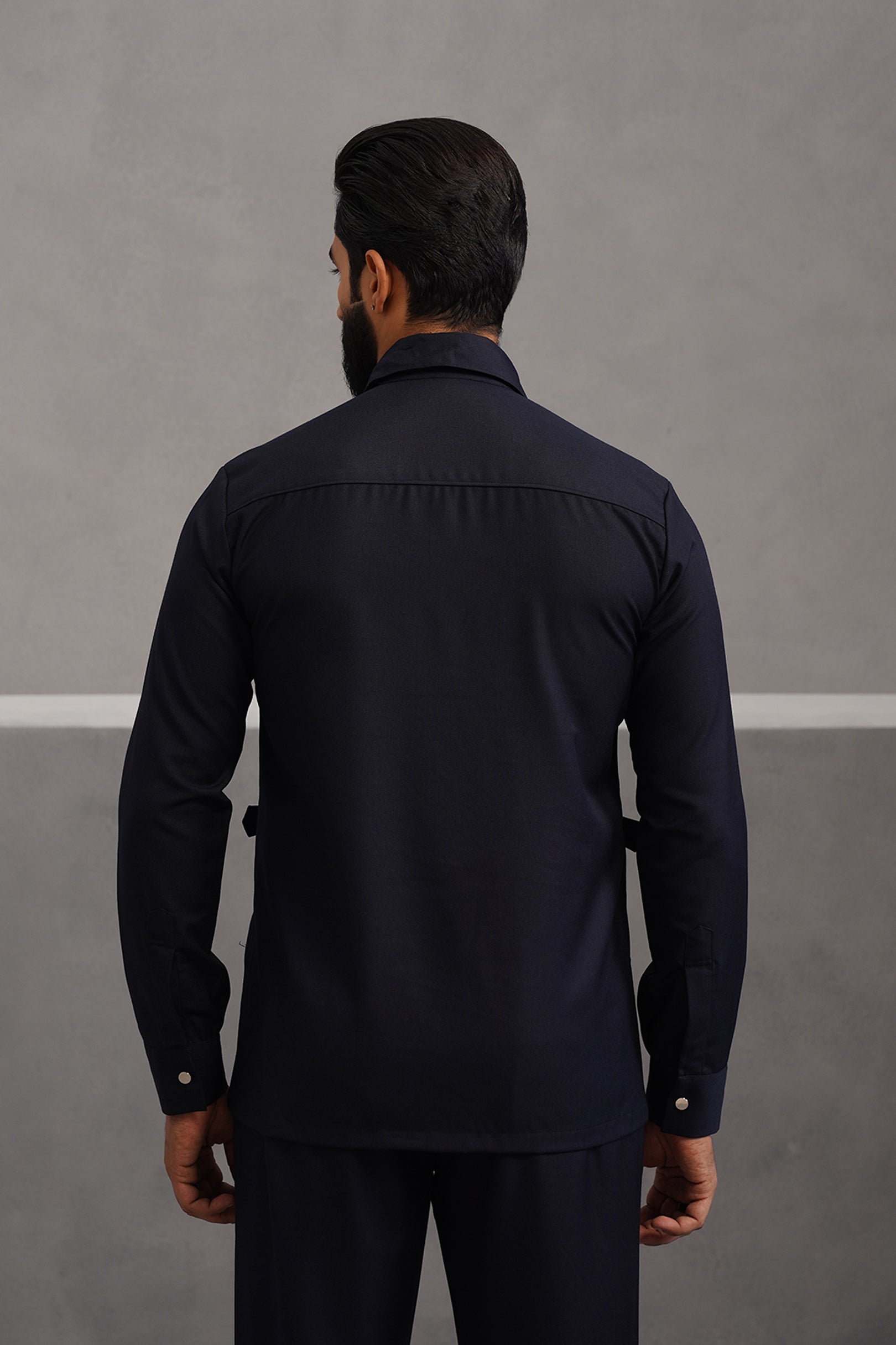 Terry Rayon Luxe Hunting Shirt - Blue