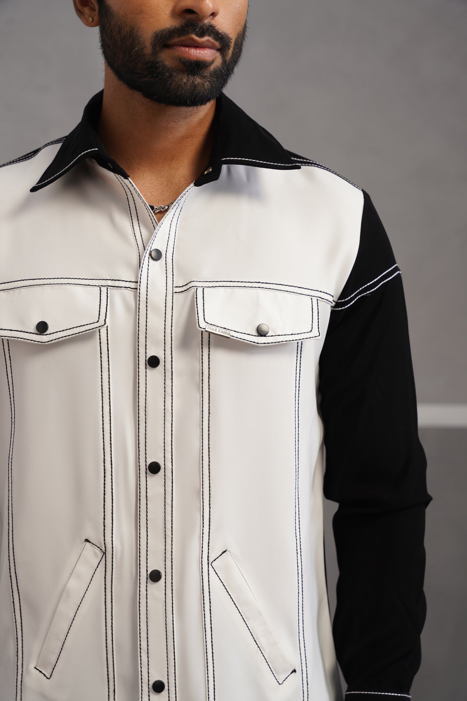Korean Lycra Elite Full Sleeve Embroidered Shirt - White