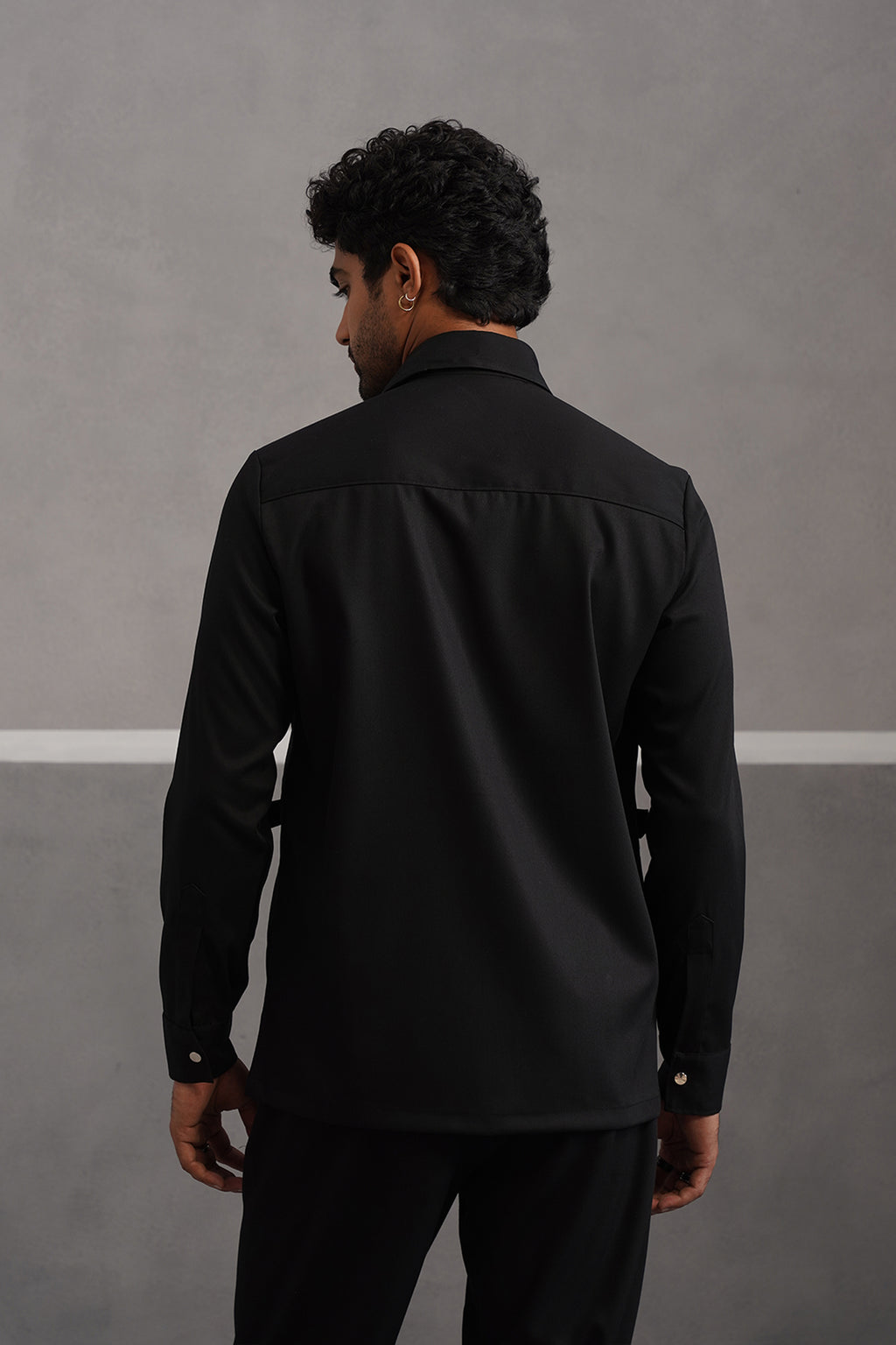 Terry Rayon Luxe Hunting Shirt - Black