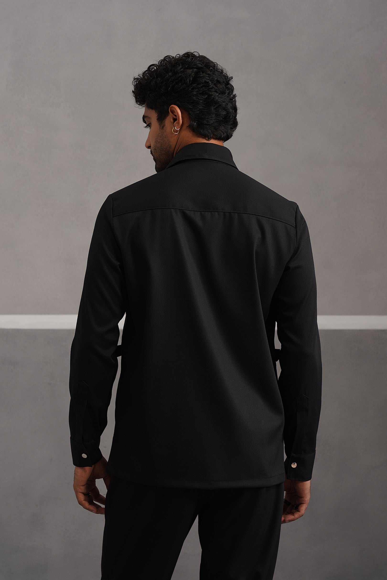 Terry Rayon Luxe Hunting Shirt - Black