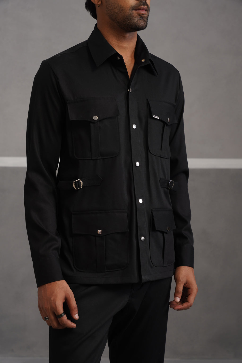 Terry Rayon Luxe Hunting Shirt - Black