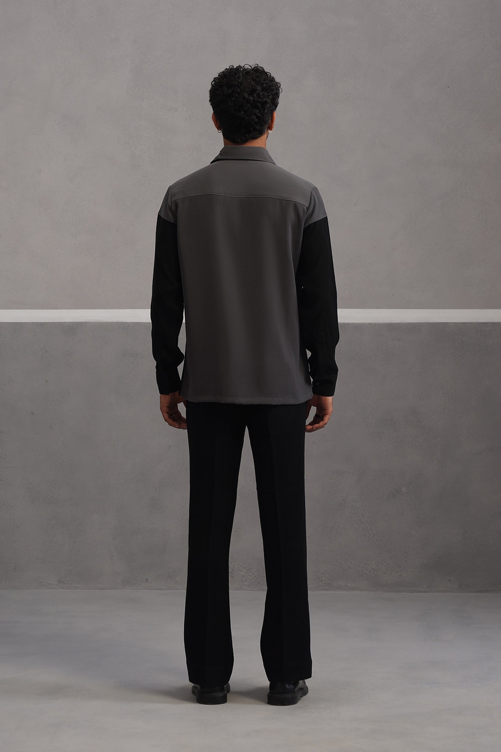 Luxury Patchwork Shirt Coord Set - Grey