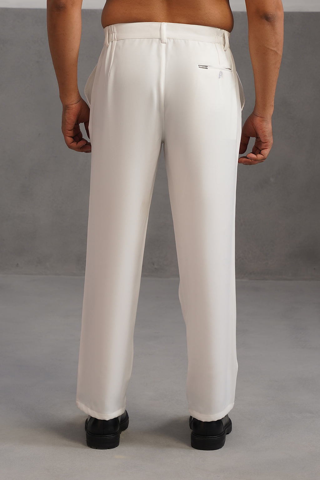 Korean Lycra Tailored Fit Flexi Waist Trouser - White