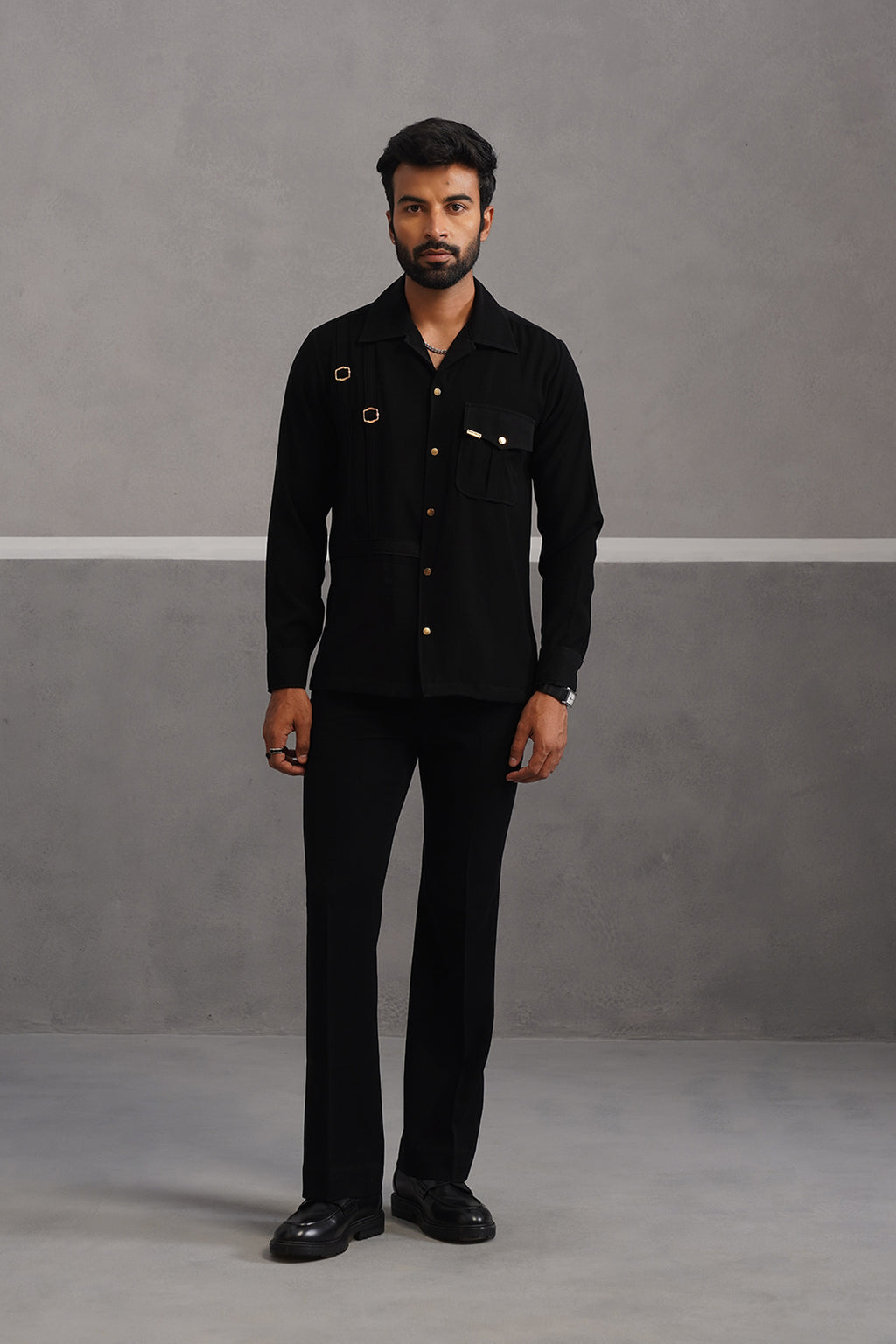 Elite Buckle Shirt Coord Set - Black