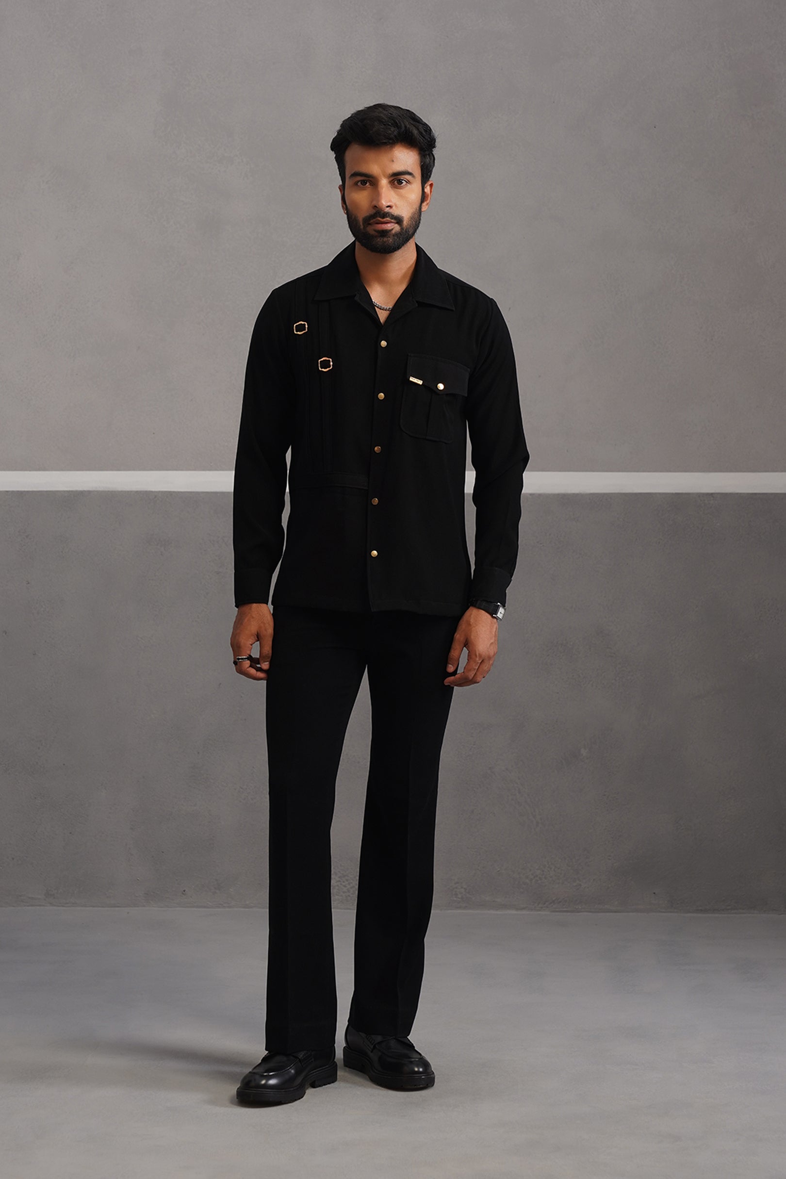 Elite Buckle Shirt Coord Set - Black