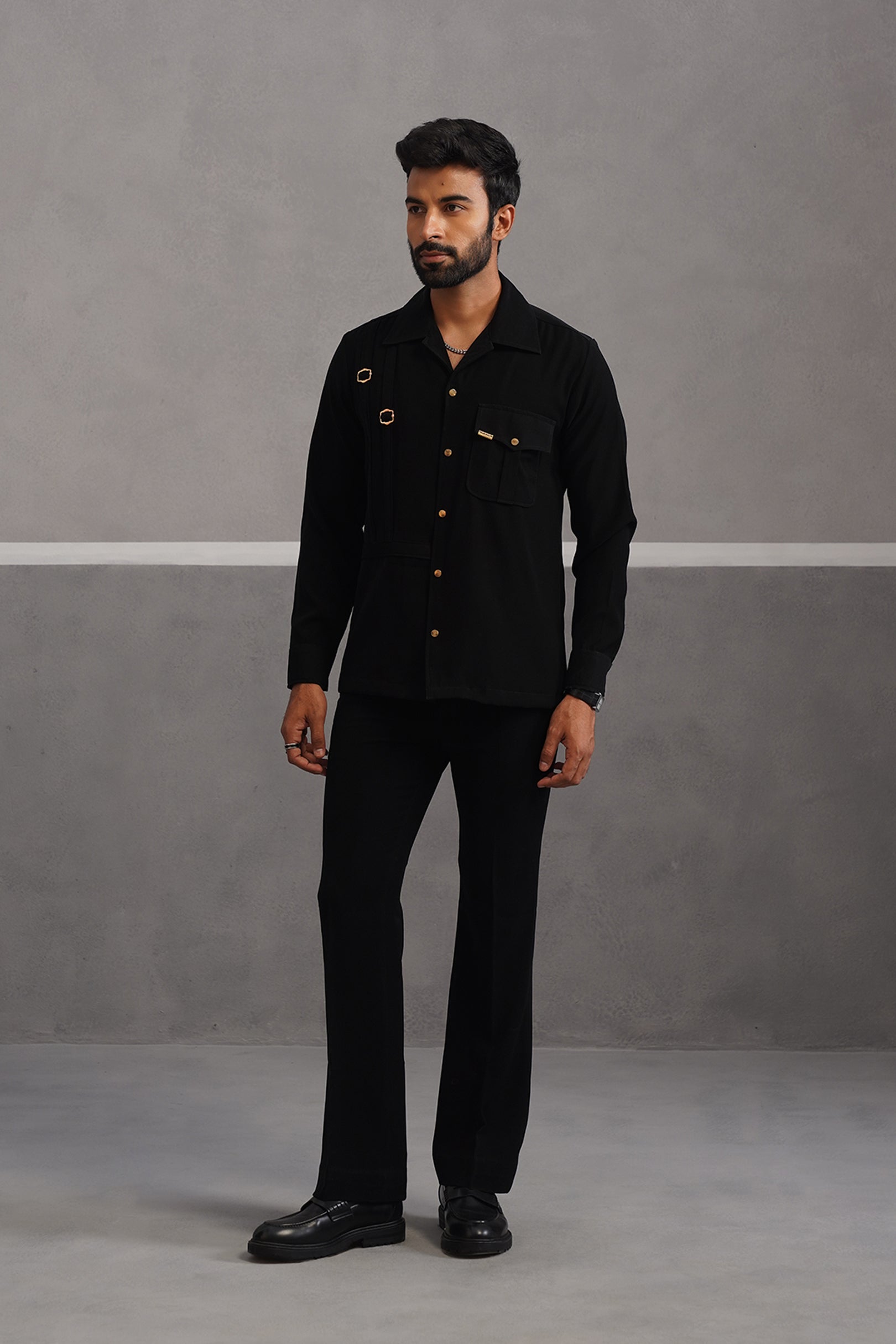 Elite Buckle Shirt Coord Set - Black