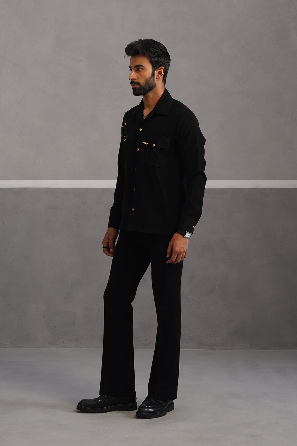 Elite Buckle Shirt Coord Set - Black