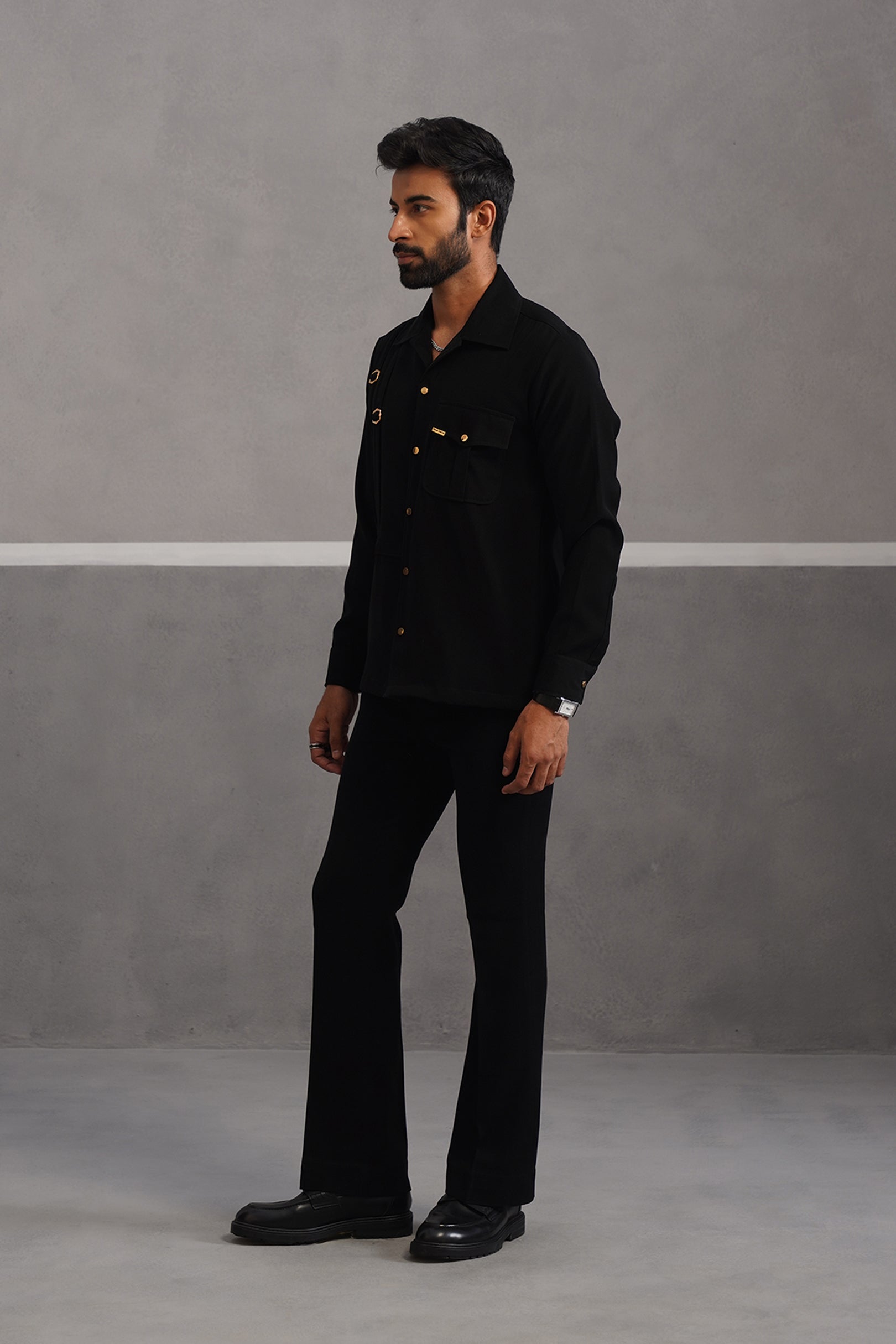 Elite Buckle Shirt Coord Set - Black